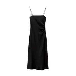 Zara Black Satin Midi Dress